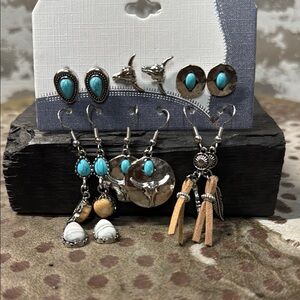 Turquoise and Silver Earring Set